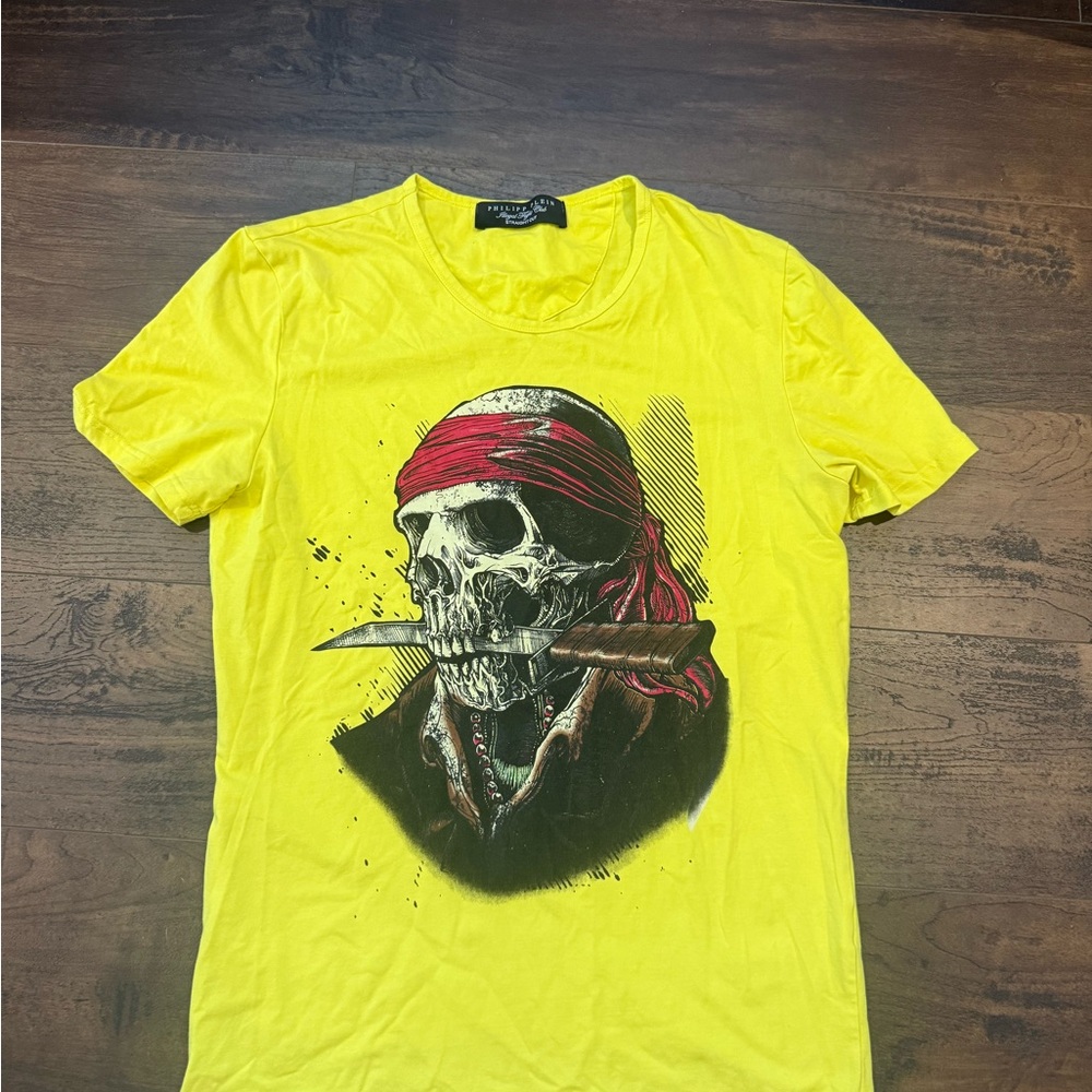 Philipp Plein Yellow Skull Graphic Tee